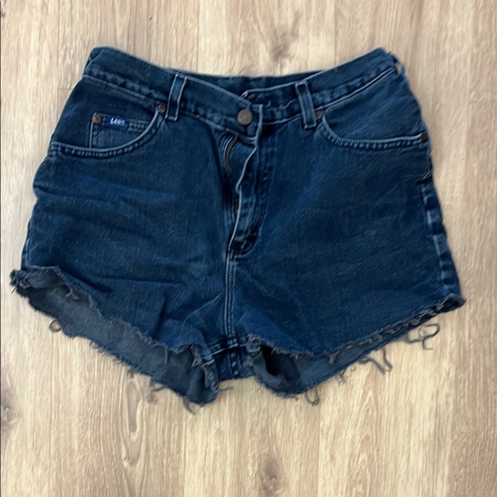 Lee High-Waisted Blue Jean Shorts with Distressed Hem